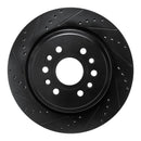 R1 21-25 Jeep Wagoneer L Rear Left Drilled & Slotted Black Brake Rotor