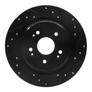 R1 15-25 Acura TLX Rear Drilled & Slotted Black Brake Rotor Set