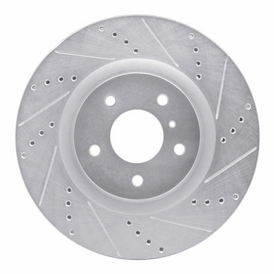 R1 03-08 Infiniti G35 Front Right Drilled & Slotted Silver Brake Rotor