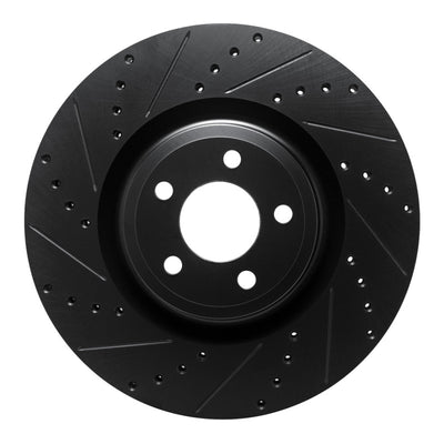 R1 20-25 Ford Police Interceptor Utility Front Left Drilled & Slotted Black Brake Rotor