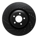 R1 20-25 Ford Police Interceptor Utility Front & Rear Drilled & Slotted Black Brake Rotor Set