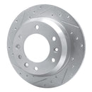 R1 06-14 Hyundai Entourage Rear Left Drilled & Slotted Silver Brake Rotor