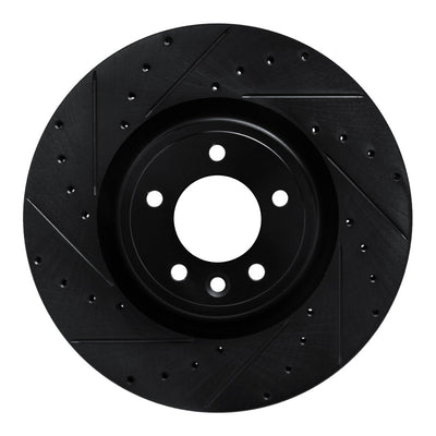 R1 18-24 Land Rover Discovery Front Left Drilled & Slotted Black Brake Rotor