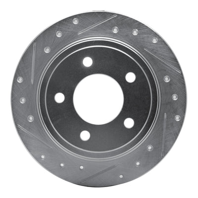R1 93-04 Chrysler 300M Rear Left Drilled & Slotted Silver Brake Rotor