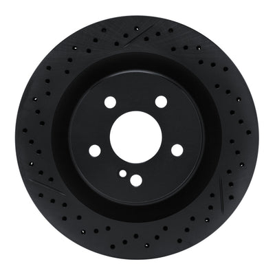 R1 08-15 Mercedes-Benz C63 AMG Rear Drilled & Slotted Black Brake Rotor