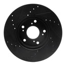 R1 03-07 Honda Accord Front & Rear Drilled & Slotted Black Brake Rotor Set