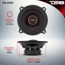 DS18 5.25in 45Watts RMS 4 ohm 2-Way Coaxial Speaker System Universal Fit