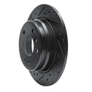R1 89-95 BMW 530I Rear Left Drilled & Slotted Black Brake Rotor