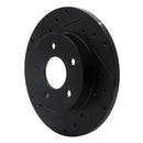 R1 04-12 Chevrolet Malibu Rear Left Drilled & Slotted Black Brake Rotor