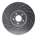 R1 09-20 Nissan 370Z Front Right Drilled & Slotted Silver Brake Rotor