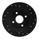 R1 91-98 Saturn SC2 Rear Left Drilled & Slotted Black Brake Rotor