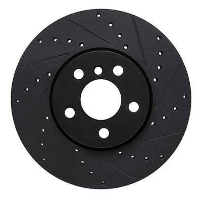 R1 16-24 Mini Cooper (Excl Clubman) Front Right Drilled & Slotted Black Brake Rotor