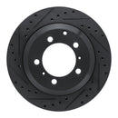 R1 -23 Porsche Cayenne Rear Left Drilled & Slotted Black Brake Rotor