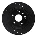 R1 99-08 Acura TL Front & Rear Drilled & Slotted Black Brake Rotor Set