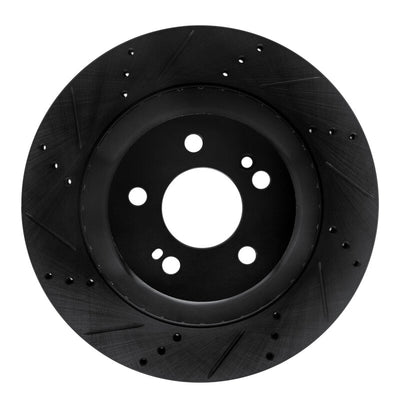 R1 15-21 Mercedes-Benz S560 Rear Left Drilled & Slotted Black Brake Rotor