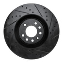 R1 08-11 Saab 9-3 Front Right Drilled & Slotted Black Brake Rotor