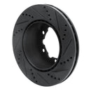 R1 06-25 American Coach Patriot Rear Left Drilled & Slotted Black Brake Rotor