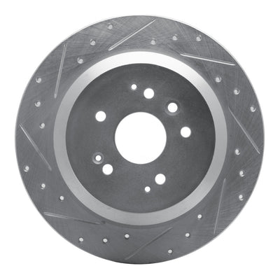 R1 14-16 Acura MDX Rear Left Drilled & Slotted Silver Brake Rotor