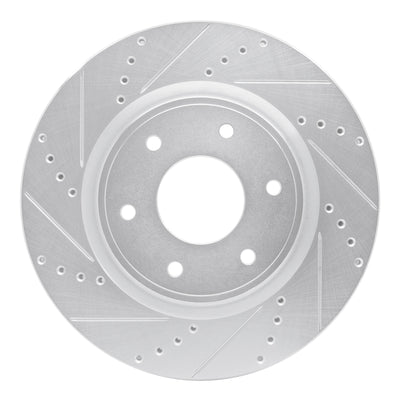R1 05-07 Infiniti QX56 Front Left Drilled & Slotted Silver Brake Rotor
