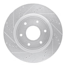 R1 05-07 Infiniti QX56 Front Left Drilled & Slotted Silver Brake Rotor