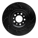 R1 2017-2025 Alfa Romeo Stelvio Front Right Drilled & Slotted Black Brake Rotor
