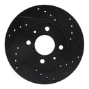 R1 88-06 Nissan NX Front Right Drilled & Slotted Black Brake Rotor