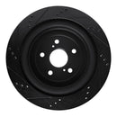 R1 16-22 Lexus RX350 Rear Right Drilled & Slotted Black Brake Rotor