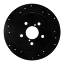 R1 05-09 Subaru Legacy Rear Left Drilled & Slotted Black Brake Rotor