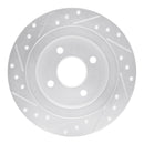 R1 02-04 Ford Focus Rear Right Drilled & Slotted Silver Brake Rotor