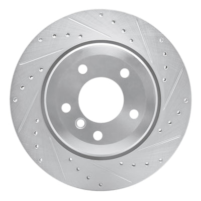 R1 04-10 BMW 528I Rear Right Drilled & Slotted Silver Brake Rotor