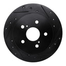 R1 2015-2025 Lexus ES250 Rear Right Drilled & Slotted Black Brake Rotor