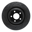 R1 20-25 Ford Police Interceptor Utility Front Left Drilled & Slotted Black Brake Rotor
