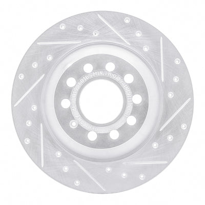 R1 05-11 Audi A6 Quattro Rear Right Drilled & Slotted Silver Brake Rotor