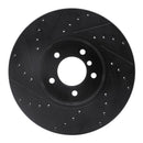 R1 04-10 BMW 528I xDrive Front Right Drilled & Slotted Black Brake Rotor