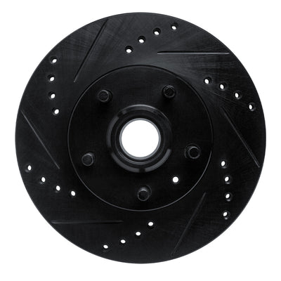 R1 82-87 Volvo 740 Front Left Drilled & Slotted Black Brake Rotor