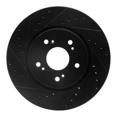 R1 07-16 Acura RDX Front Left Drilled & Slotted Black Brake Rotor