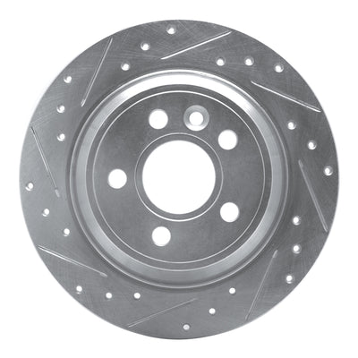 R1 07-10 Volvo S80 Rear Left Drilled & Slotted Silver Brake Rotor