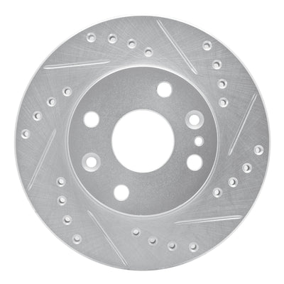 R1 94-02 Ford ASPIRE Front Right Drilled & Slotted Silver Brake Rotor