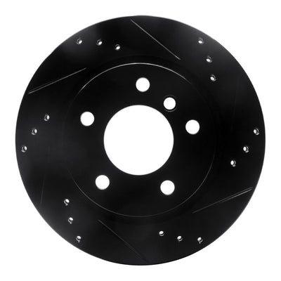 R1 03-08 BMW Z4 Rear Right Drilled & Slotted Black Brake Rotor