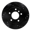R1 03-08 BMW Z4 Rear Right Drilled & Slotted Black Brake Rotor