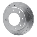 R1 00-11 Cadillac DTS Rear Left Drilled & Slotted Silver Brake Rotor