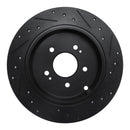R1 04-11 Mitsubishi Grandis (Mexico) Rear Left Drilled & Slotted Black Brake Rotor