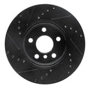 R1 14-21 Mini Cooper Clubman Front Right Drilled & Slotted Black Brake Rotor