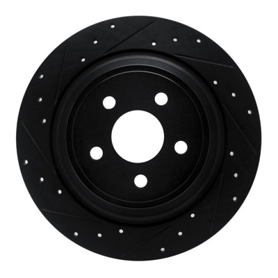 R1 15-24 Ford Fusion Rear Left Drilled & Slotted Black Brake Rotor