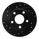 R1 99-05 Audi Allroad Rear Left Drilled & Slotted Black Brake Rotor