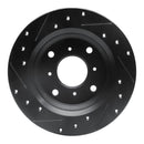 R1 86-96 Acura Legend Rear Right Drilled & Slotted Black Brake Rotor