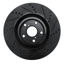 R1 93-98 Toyota Supra Right Front Drilled & Slotted Black Brake Rotor