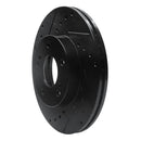 R1 89-99 Infiniti I30 Front Left Drilled & Slotted Black Brake Rotor