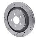 R1 15-23 Ford Mustang Rear Left Drilled & Slotted Silver Brake Rotor