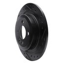 R1 09-14 Mini Cooper (Excl Clubman) Rear Right Drilled & Slotted Black Brake Rotor